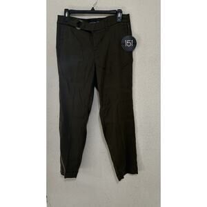 One5One Kayla Skinny Linen Blend Pant In Olive Size 12 NWT